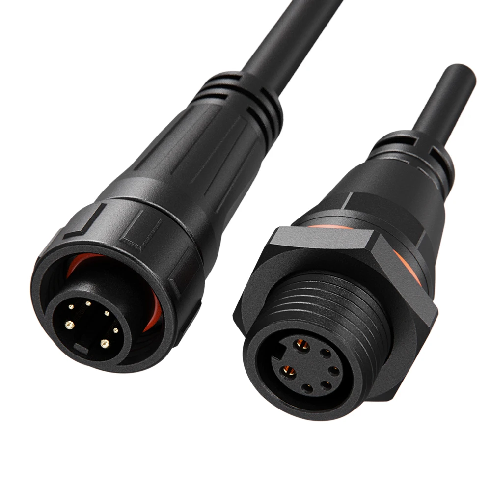 M16 2+4 Pin Hybrid Waterproof Connector 10A+5A Screw Locking IP68 for Power & Signal