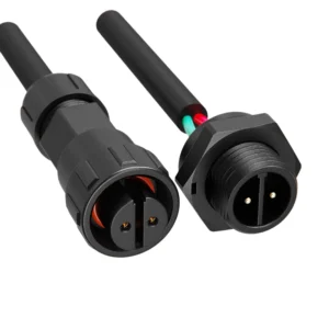 M16 2 Pin Waterproof Connector 10A Screw Locking IP68 for Industrial Controls