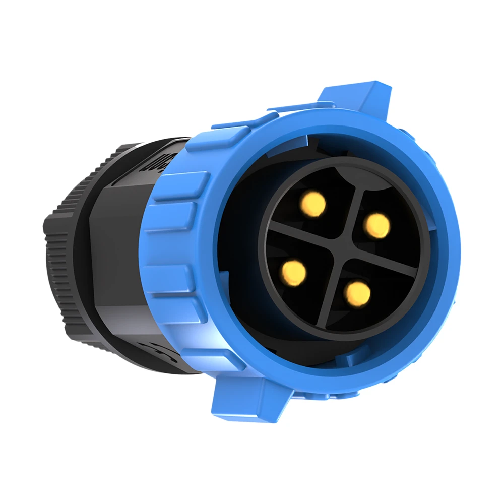 M25 4-Pin Waterproof Connector 50A Push Locking Field Installable for Industrial Automation