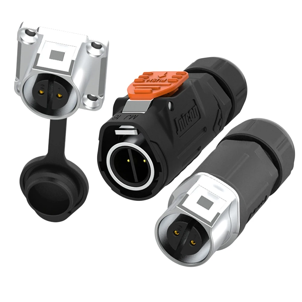 MJ16 2Pin Waterproof Connector 10A Quick Lock for Industrial Automation