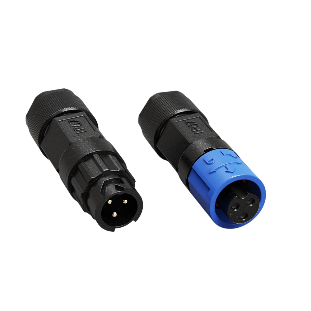 M12 3 Pin Waterproof Connector 7A Push Locking IP67 for Industrial Controls