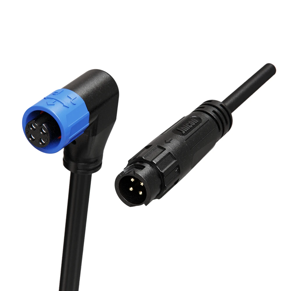M12 4 Pin Waterproof Connector 7A Push Locking Molded with Cable for Actuators & Sensors