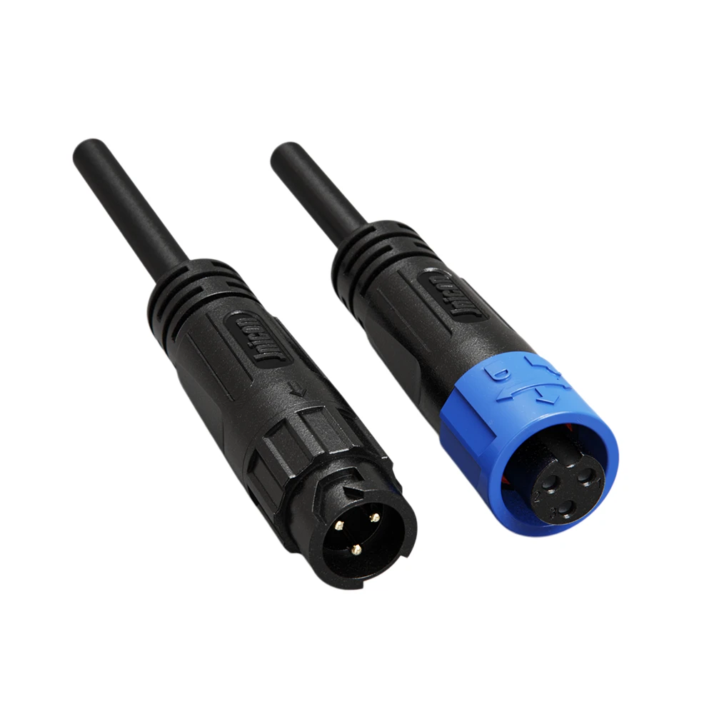 M12 3 Pin Waterproof Connector 7A Push Locking Molded with Cable for Industrial Controls