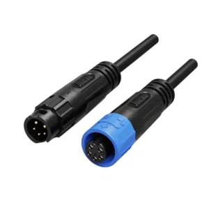 M12 2+3 Pin Hybrid Waterproof Connector 7A+2A Push Locking Molded with Cable for Power & Signal