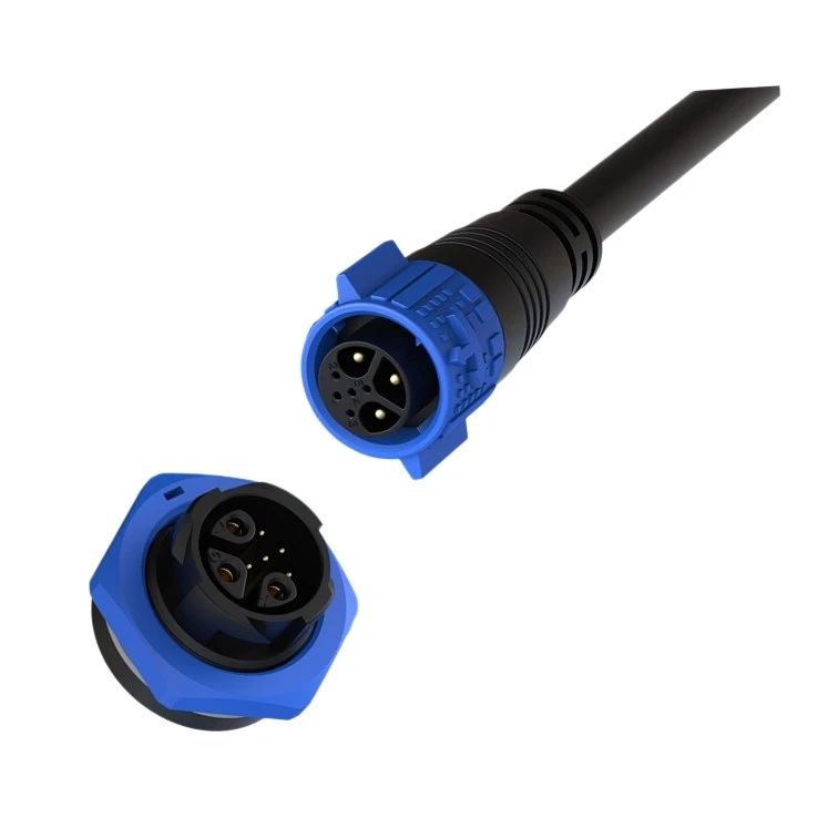 M19 3+5 Pin Hybrid Waterproof Connector 15A+5A Push Locking IP67 for Power & Signal